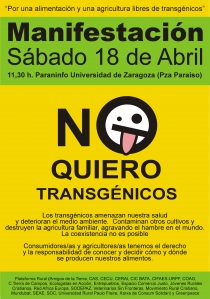 18 de Abril: Manifestación estatal Antitransxénicos en Zaragoza