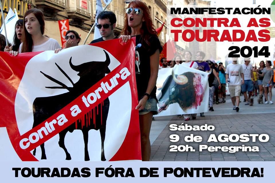 9 de agosto, manifestación contra as touradas en Pontevedra