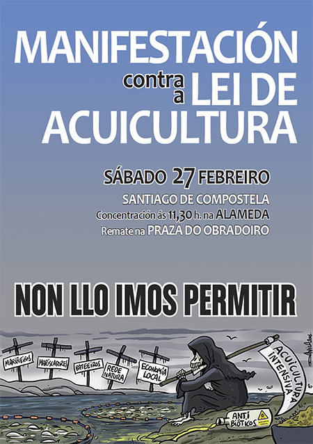 Verdegaia apoia a manifestación  deste sábado día 27 de febreiro en Compostela contra a Lei de Acuicultura